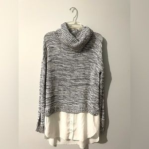 AQUA Knitted Turtleneck Sweater/Gray/XS